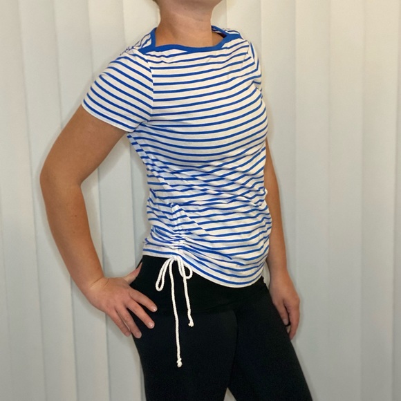 Ralph Lauren Cotton Striped Boatneck Tee with Ties - Picture 2 of 11